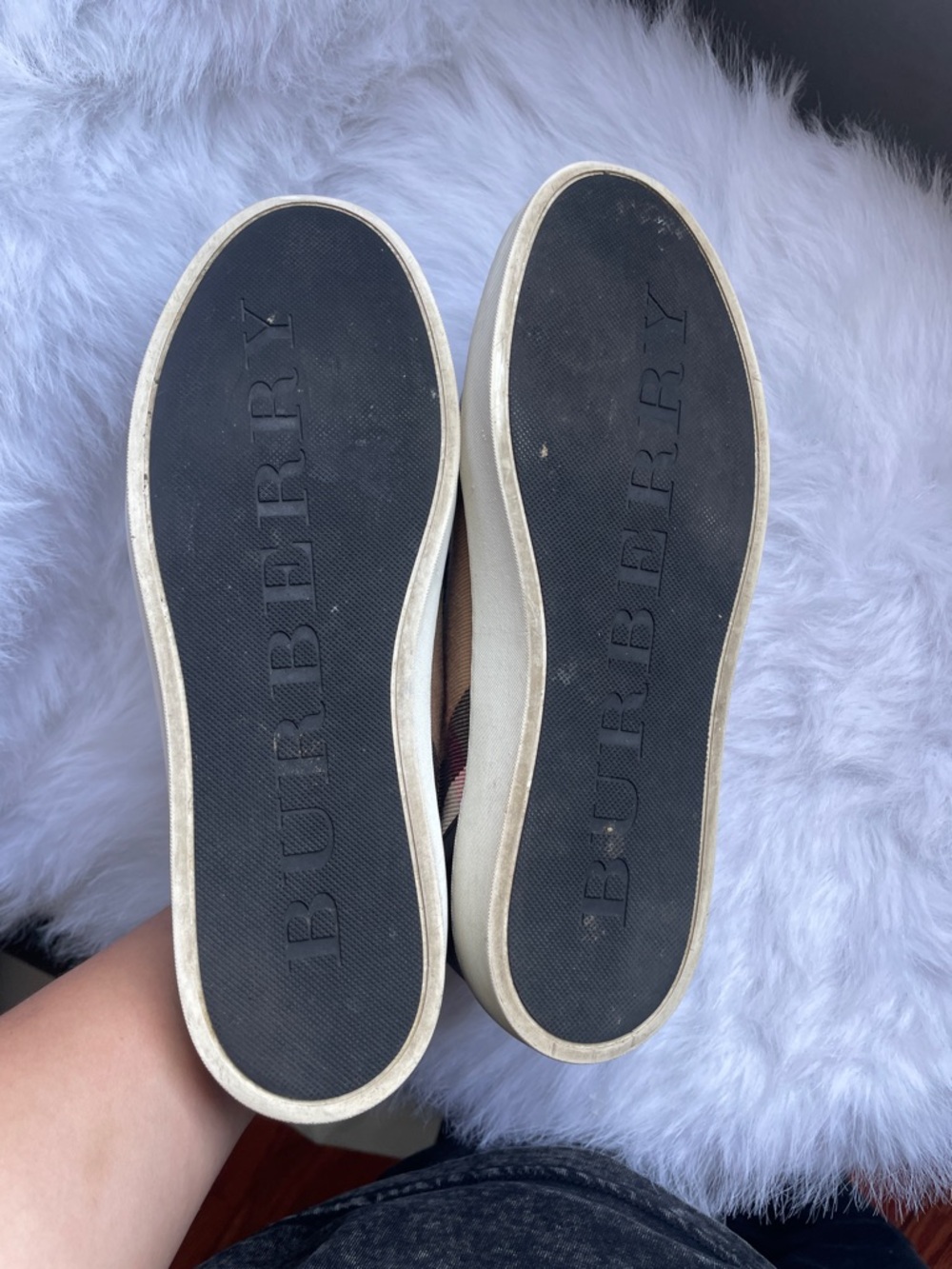 Burberry Black Leather Sneakers with Signature Check Panels - Picture 4 of 7